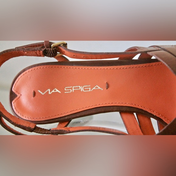 VIA SPIGA SANDAL BROWN LEATHER STRAPY 3 HEEL SIZE 6 1/2 M NEW Y2K - Picture 6 of 8